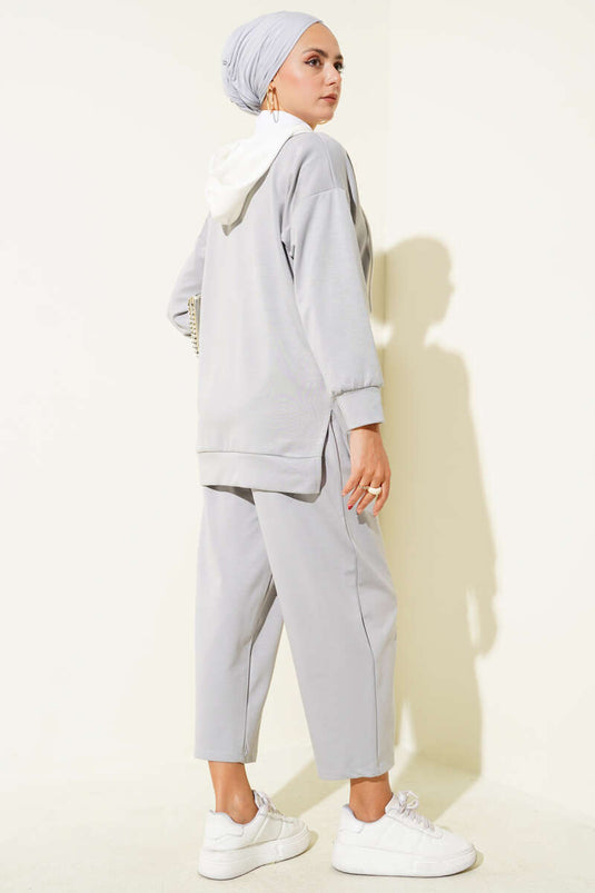 Ensemble deux pièces à capuche gris