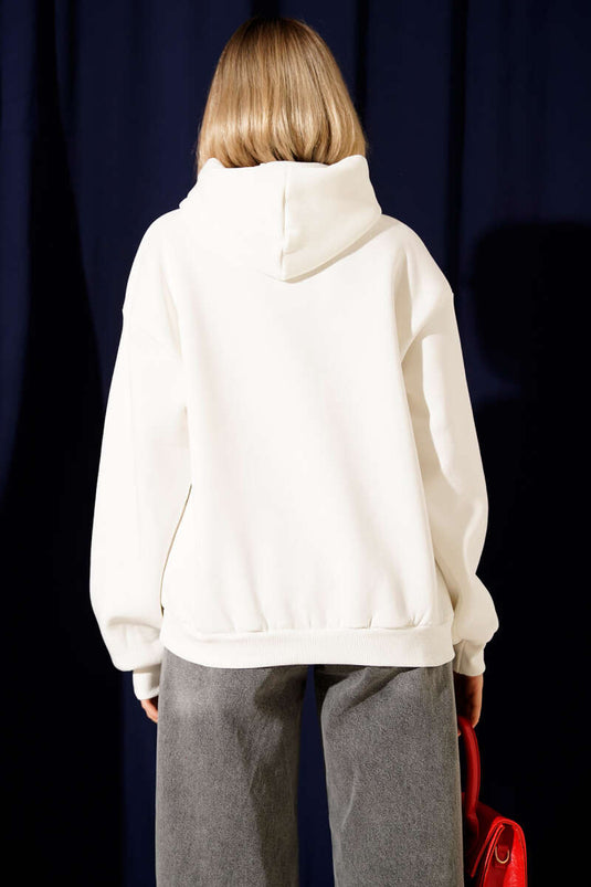 Hooded Cherry Print Sweatshirt White