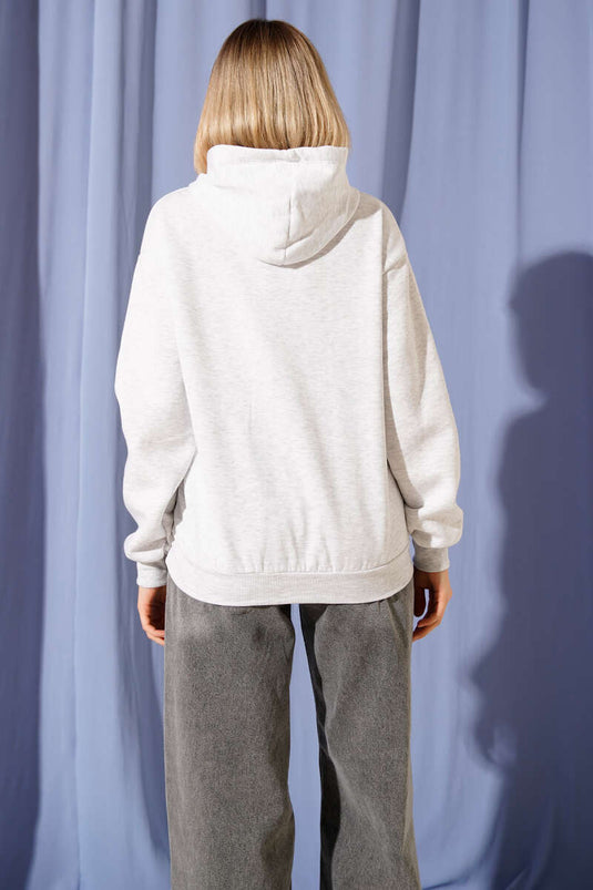 Hoodie met kersenprint, grijs