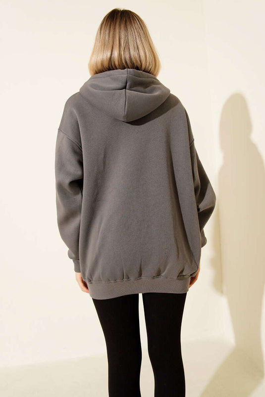 Capuchonvest met drie lades en ritssluiting, grijs