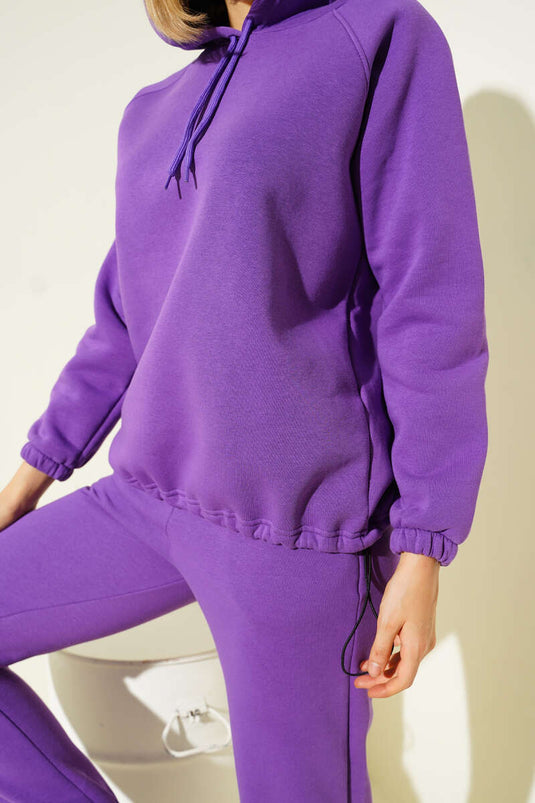 Set due pezzi con cappuccio, tre cassetti, colore viola