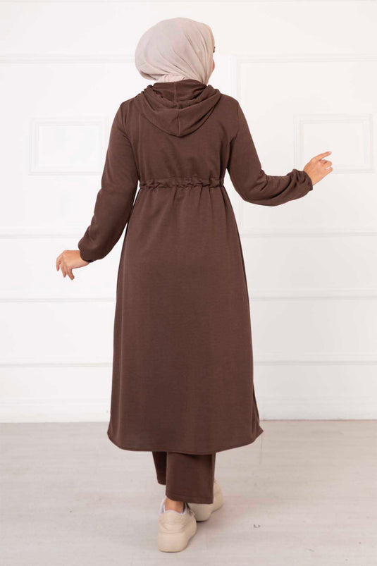 Costume Double Long À Capuche Marron