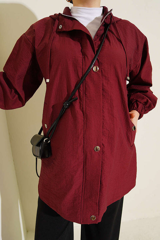 Bordeaux Kapuzenjacke Mit Elastik