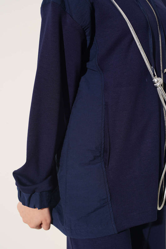 Ensemble Deux Pièces À Capuche Et Pantalon Large Marine