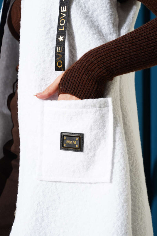 Hooded Bouclé Vest White