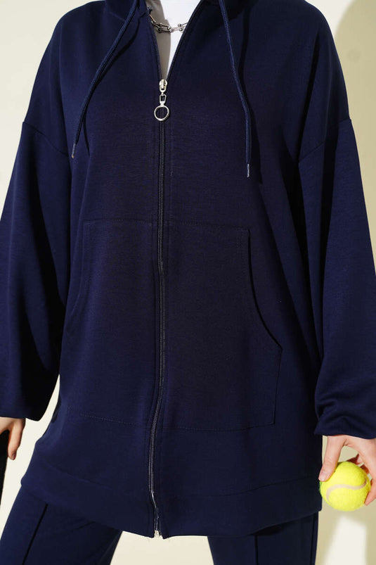 Kapüşonlu Cepli Loyşa İkili Takım Lacivert