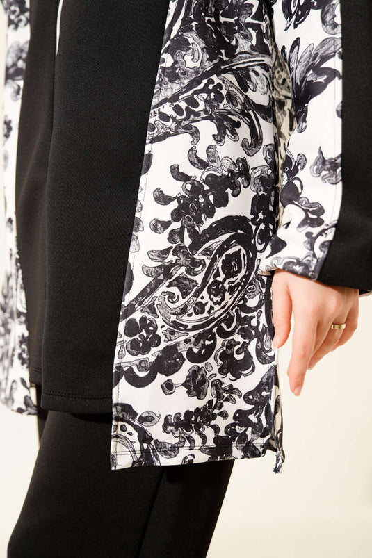 Kapüşonlu Desenli Scuba İkili Takım Siyah