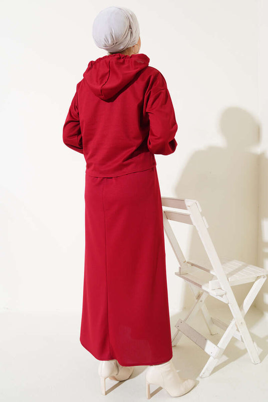 Costume Double Robe à Capuche Rouge Claret