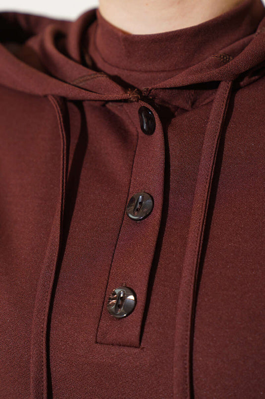 Robe À Capuche Double Ensemble Marron