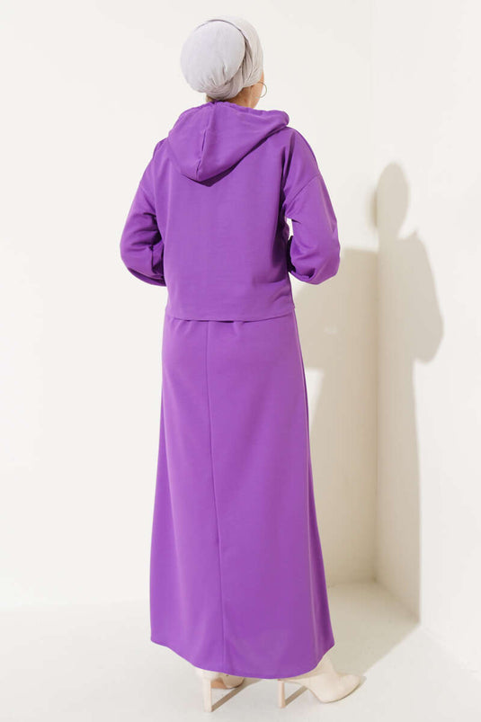 Robe à capuche Double Set Lilas