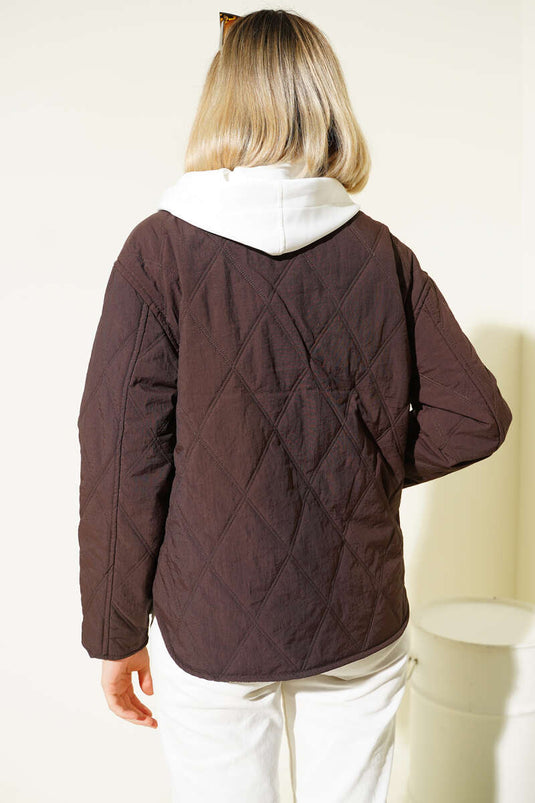 Hooded Zip-Up Jacket, Coffee