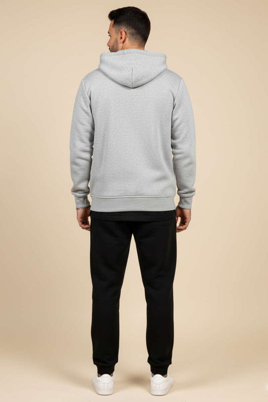 Hooded Zip-Up Cardigan Grey