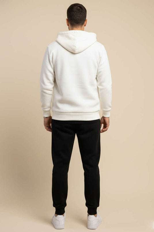 Hooded Zip-Up Cardigan, Ecru