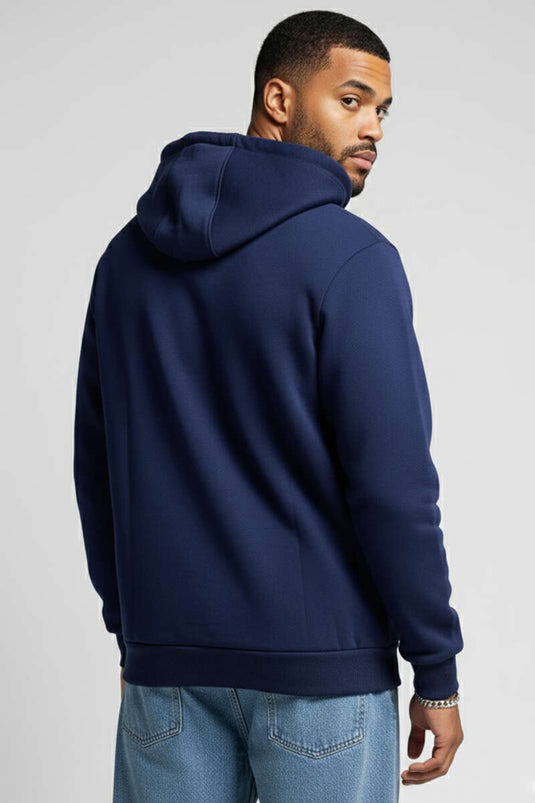 Navy Hooded Zip-Up Cardigan