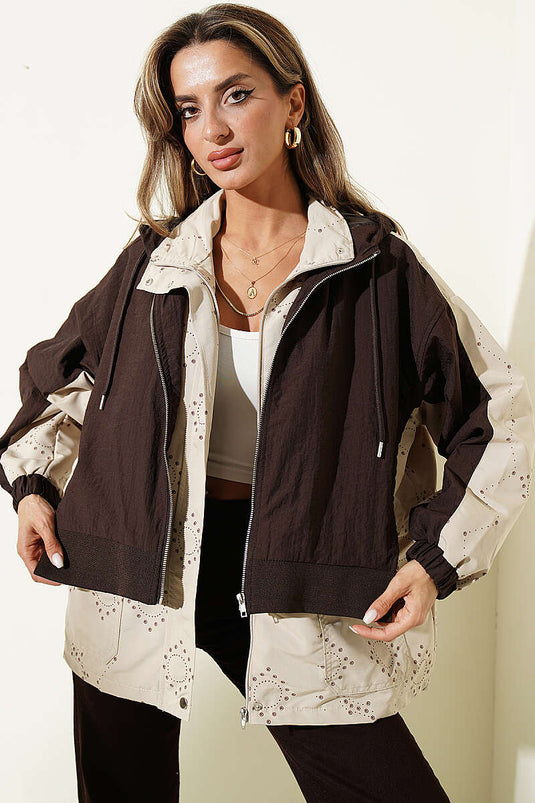 Trench Coat Imbottito Con Cappuccio Beige