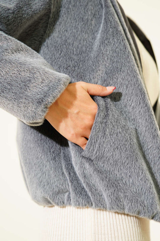 Veste courte à capuche en cachemire Smoke