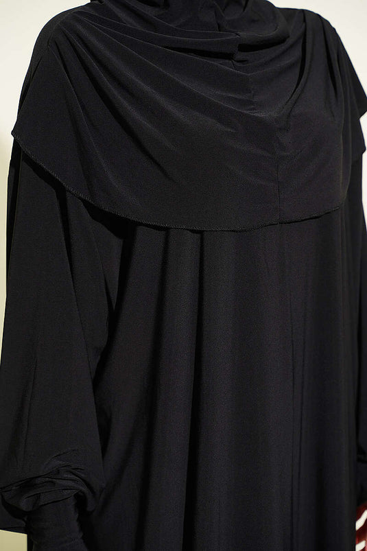 Kapüşonlu Namaz Elbisesi Siyah