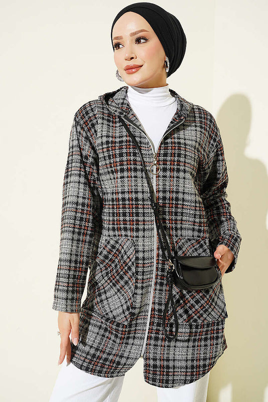 Gilet À Capuche En Flanel Gris