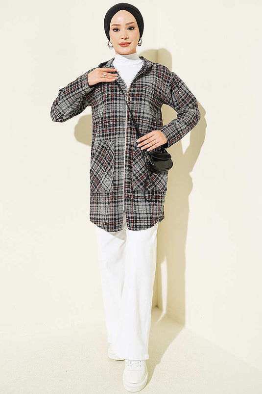 Gilet À Capuche En Flanel Gris