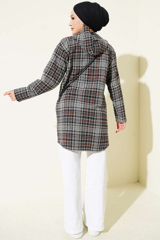 Gilet À Capuche En Flanel Gris