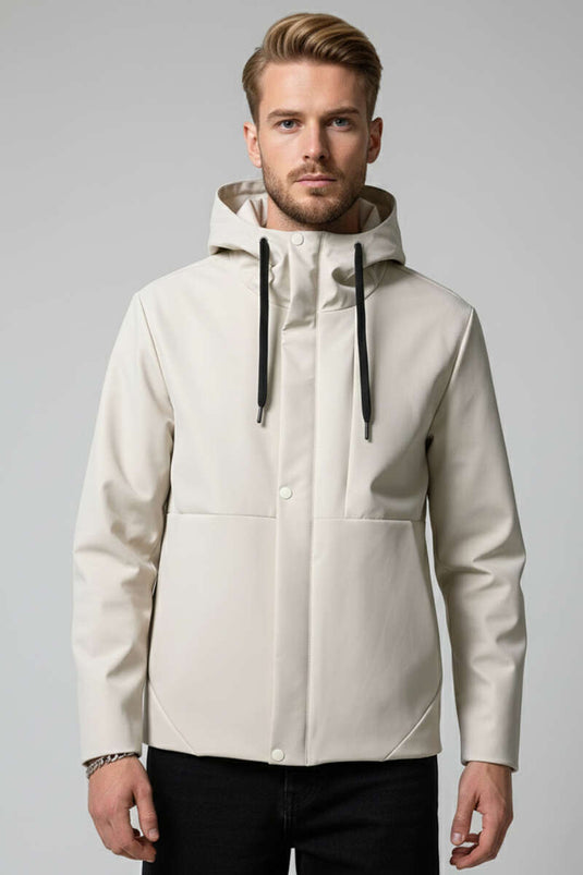 Hooded Oversize Basic Men's Jacket Stone