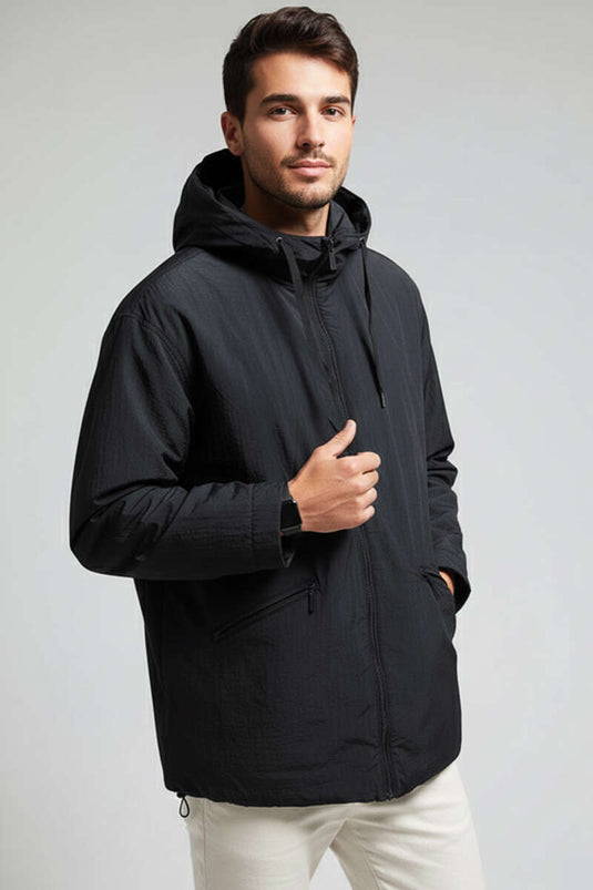 Veste à capuche oversize pour homme, noire