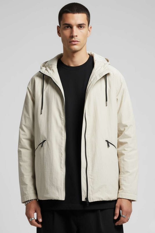 Veste oversize à capuche pour homme, couleur pierre