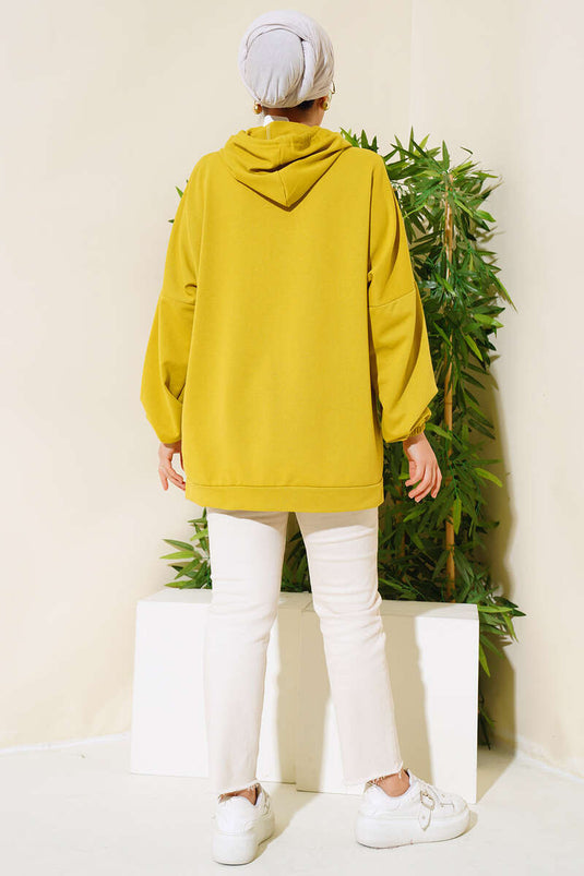 Oversized sweat met capuchon, oliegroen