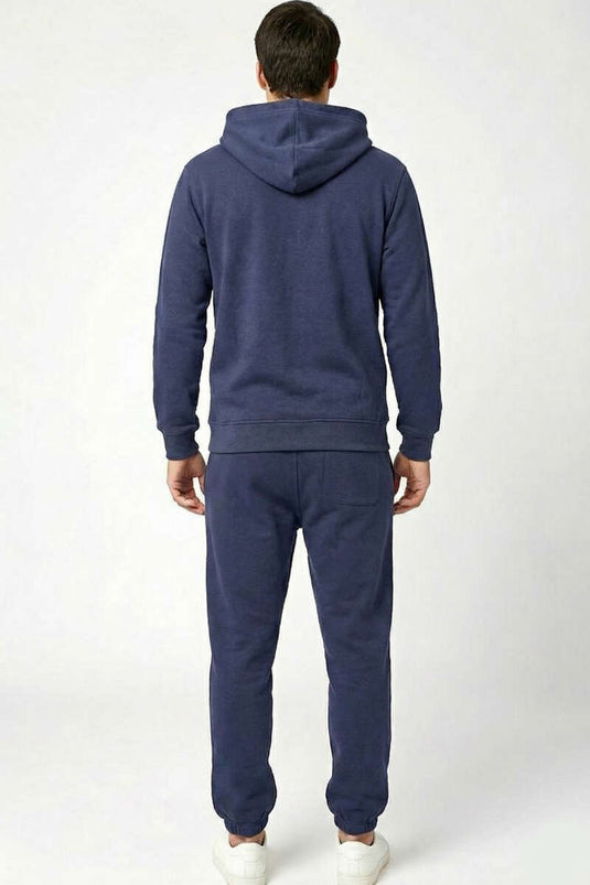 Hooded Cuffed Elastic Waistband Sweat Suit Smoke Gray