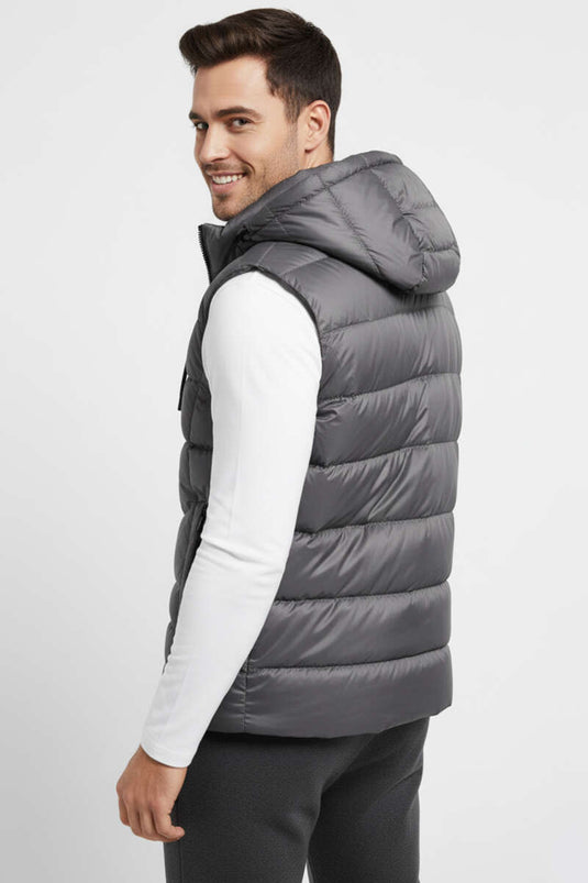 Kapüşonlu Şişme Erkek Yelek Füme