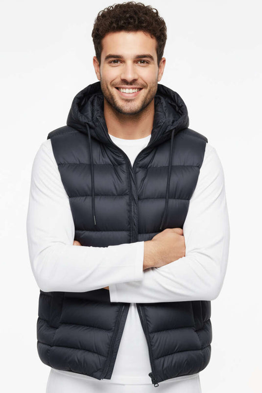 Kapüşonlu Şişme Erkek Yelek Lacivert