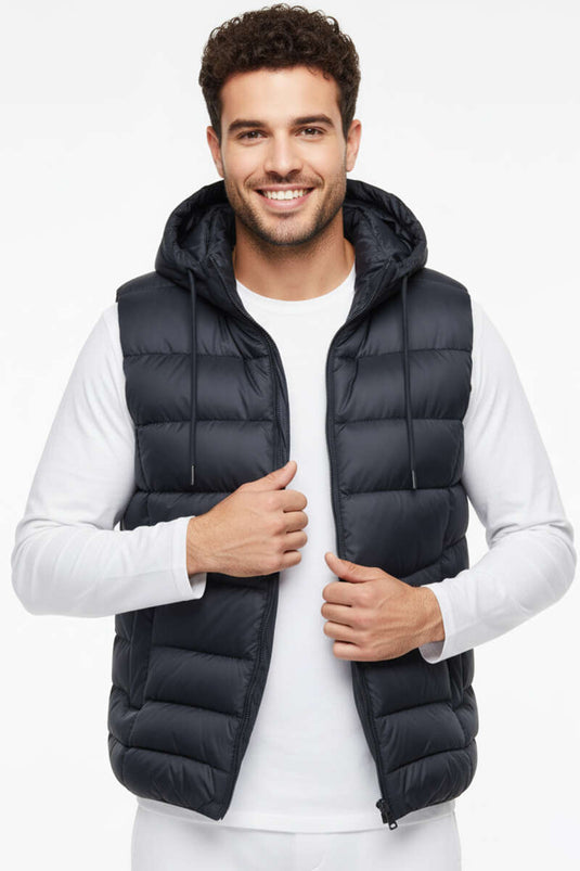 Kapüşonlu Şişme Erkek Yelek Lacivert