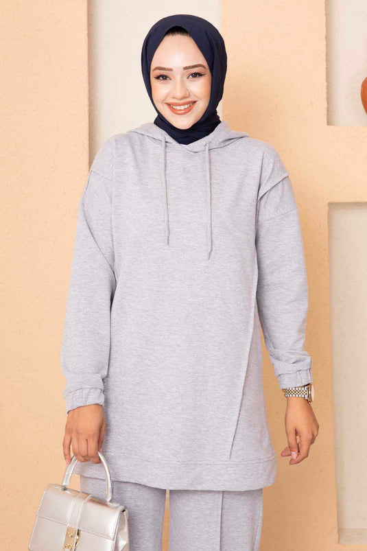 Ensemble Survêtement Sweat À Capuche Gris