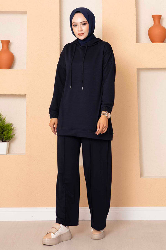 Ensemble Survêtement Sweat À Capuche Bleu Marine