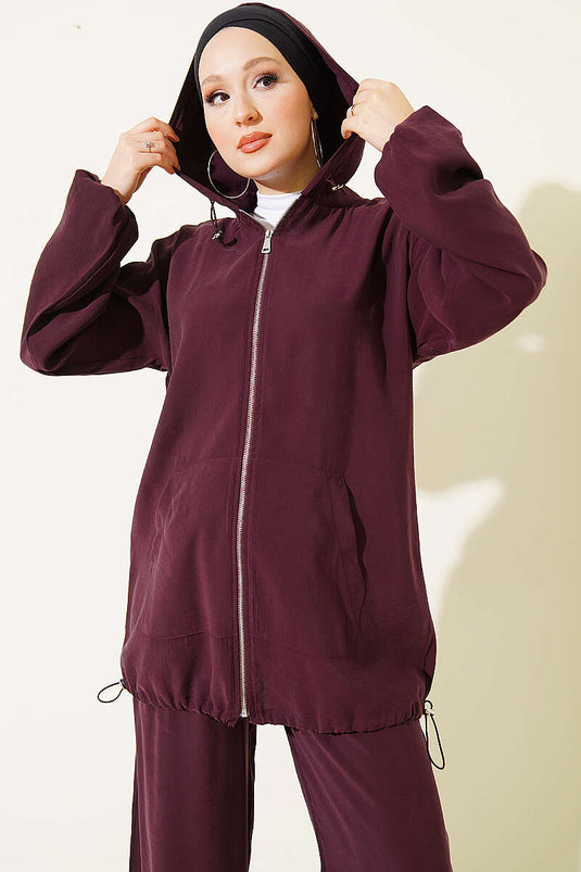 Conjunto De Dos Piezas Con Capucha En Aubergine