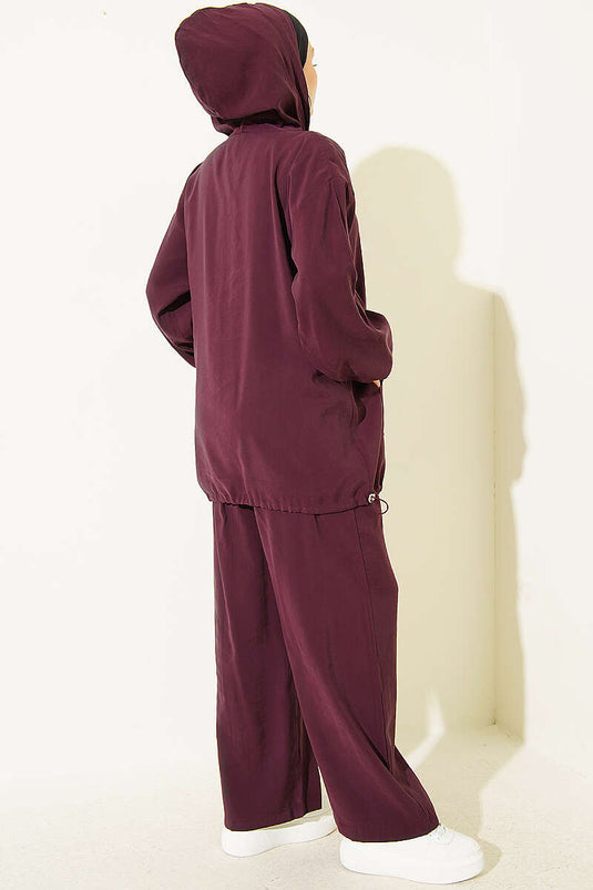 Conjunto De Dos Piezas Con Capucha En Aubergine
