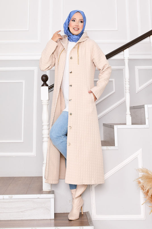 Steppmantel mit Kapuze und Taschendetails