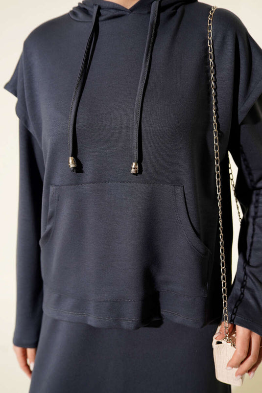 Vestito Loyşa con Gilet e Cappuccio Fumo