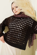 Pull en tricot ajouré Kare marron