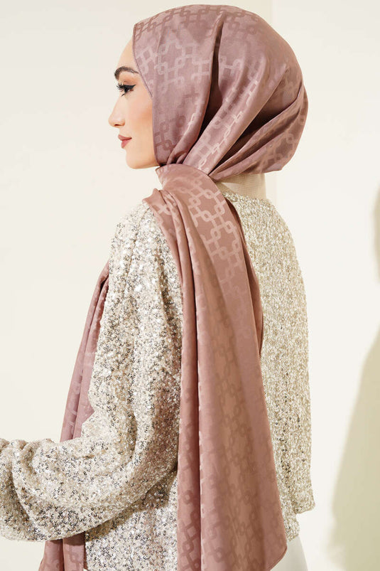 Check Pattern Jacquard Shawl Soft Coffee