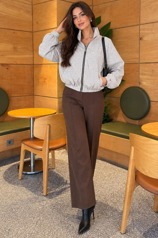 Veste Zippée À Motifs Blanche