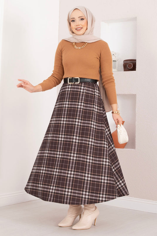 تنورة غوص منقوشة، بنية اللون