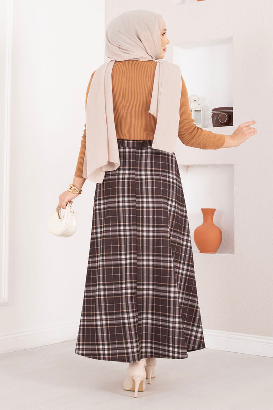 تنورة غوص منقوشة، بنية اللون