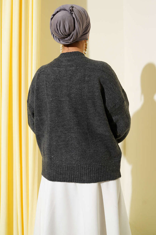 Square Patterned Knitwear Sweater Smoke