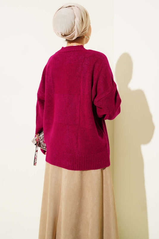 Pull en maille à carreaux violet