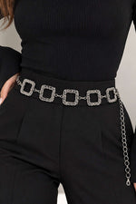 Ceinture À Chaîne Argentée À Motif Carré