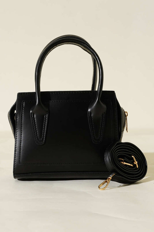 Square Zipper Handbag Black