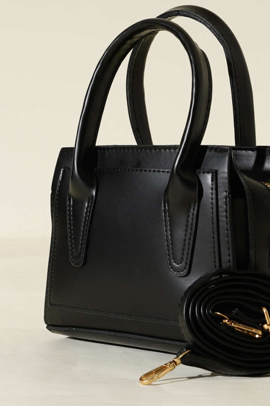 Square Zipper Handbag Black