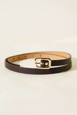 Ceinture Fine À Boucle Or En Café Amer