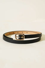 Ceinture Fine À Boucle Or Noire